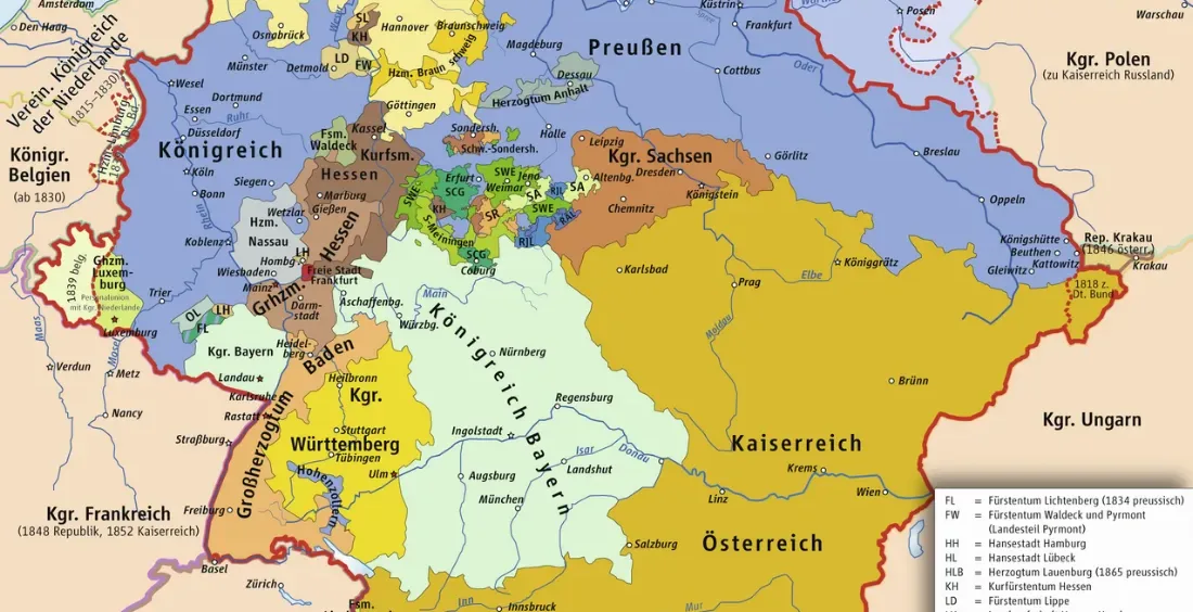 Mapa Związku Niemieckiego (1815-1866)