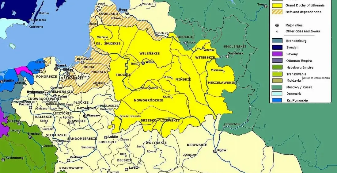 Mapa Rzeczypospolitej Obojga Narodów w 1569 roku