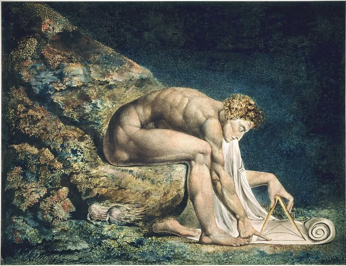 Portret Izaaka Newtona jako boskiego geometrii autorstwa Williama Blake'a.