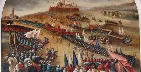 Oblężenie klasztoru jasnogórskiego przez wojska szwedzkie w 1655 roku na historycznej rycinie