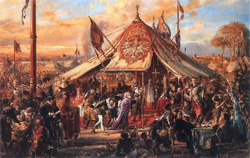 Elekcja króla Polski w 1573 roku na obrazie "Potęga Rzeczypospolitej u zenitu. Złota wolność."