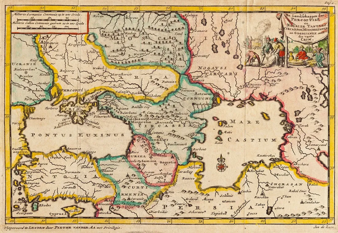 De Landschappen der Percoptize en Nogaize Tartares, Circassen, P Van der Aa Leiden, 1707