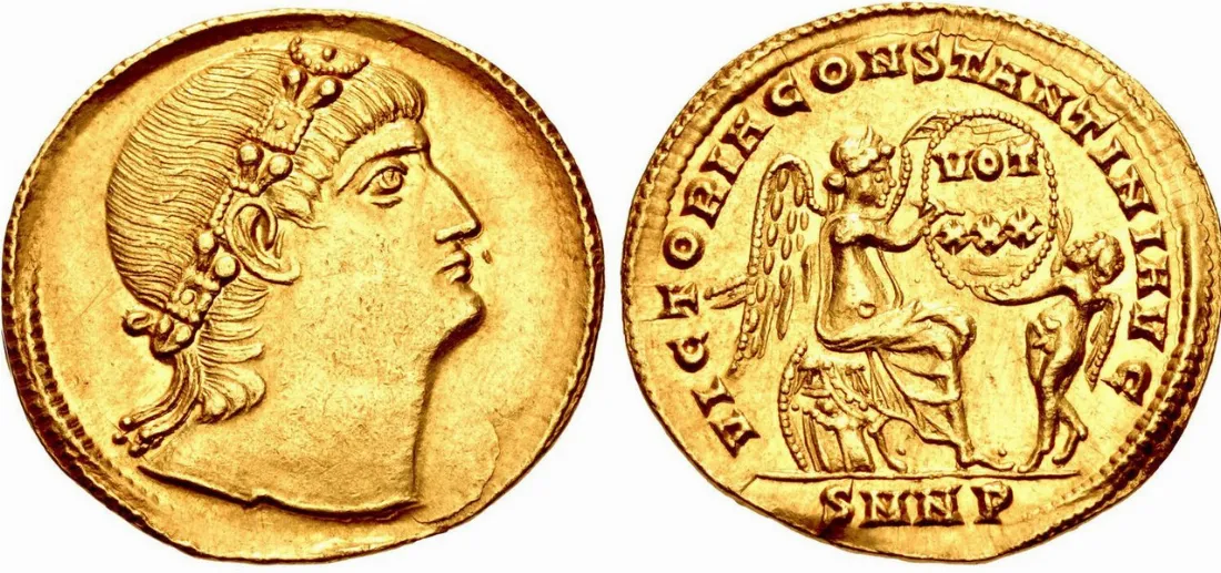 Złoty solidus z wizerunkiem Konstantyna I.