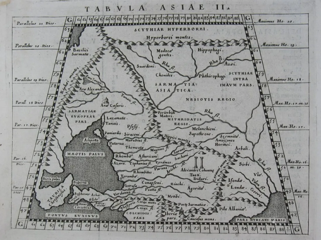 Mapa Scytii z atlasu świata stworzonego przez Gerarda Merkatora w 1595 roku.