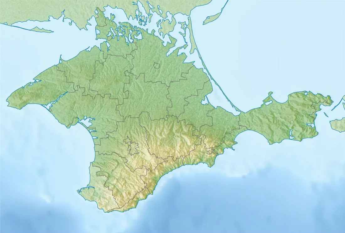 Relief map of Crimea disputed status